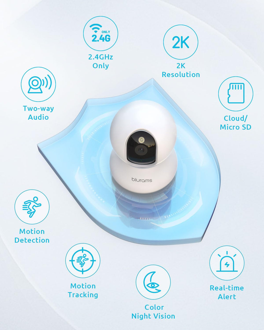 blurams 5G Indoor Cameras for Home Security, 2K Pet Camera with Phone App, 360° PTZ Home Cam w/Dual-Band WiFi6, 2-Way Talk, Free Human/Sound Detection, Motion Tracking, Night Vision, Works with Alexa