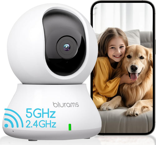 blurams 5G Indoor Cameras for Home Security, 2K Pet Camera with Phone App, 360° PTZ Home Cam w/Dual-Band WiFi6, 2-Way Talk, Free Human/Sound Detection, Motion Tracking, Night Vision, Works with Alexa