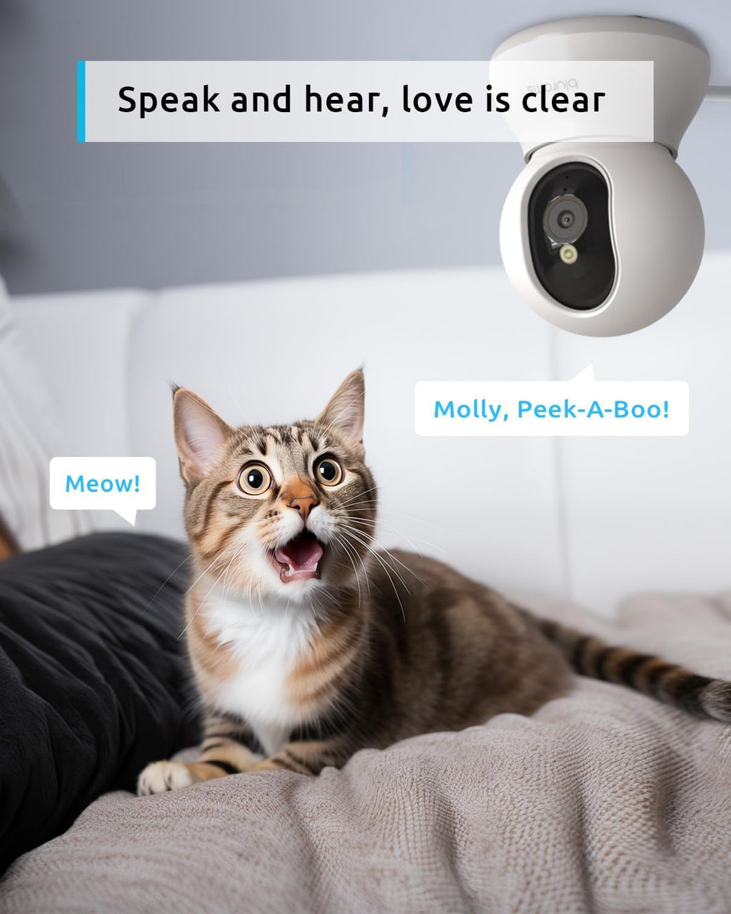 blurams 5G Indoor Cameras for Home Security, 2K Pet Camera with Phone App, 360° PTZ Home Cam w/Dual-Band WiFi6, 2-Way Talk, Free Human/Sound Detection, Motion Tracking, Night Vision, Works with Alexa