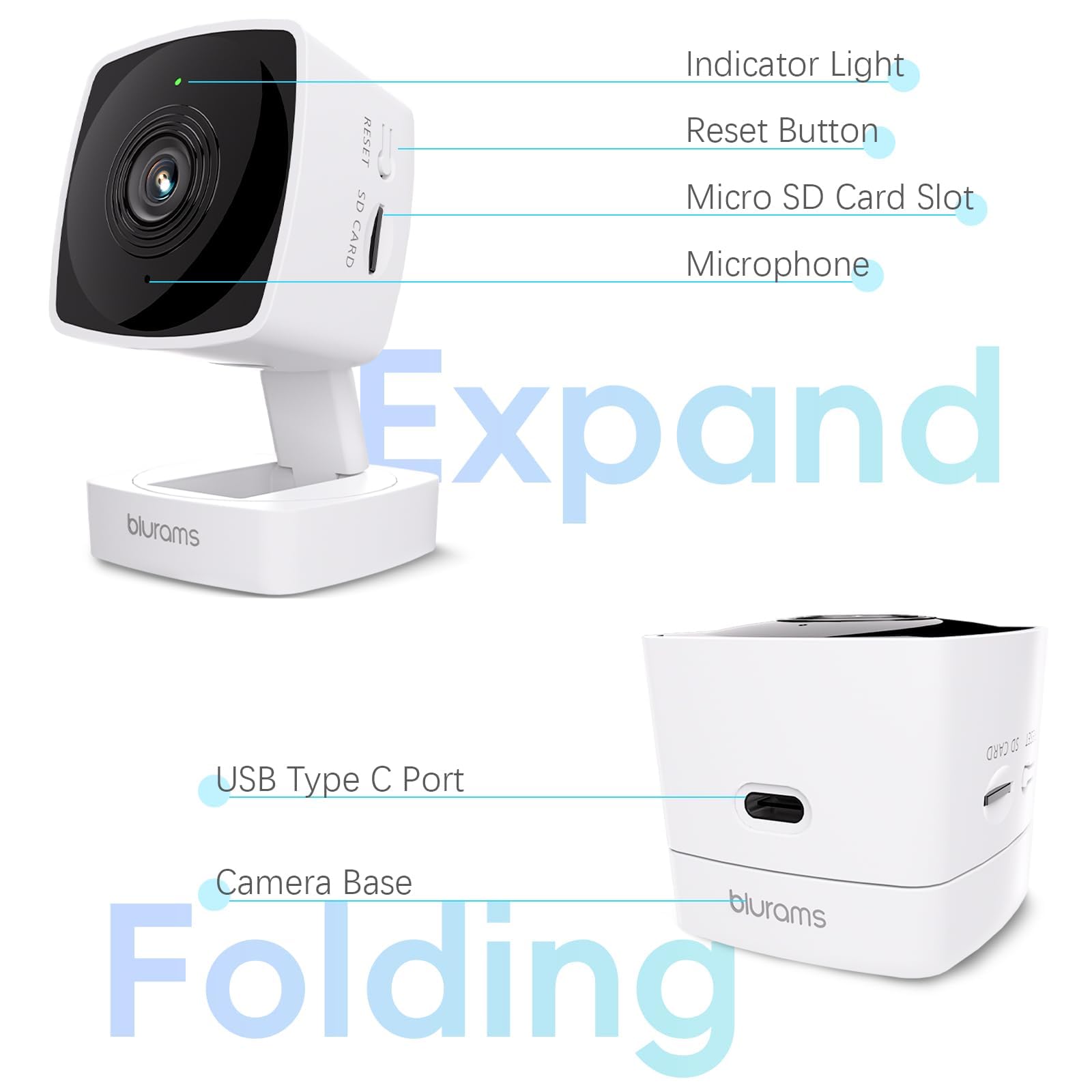 blurams 5GHz Cameras for Home Security, 2K Security Camera Indoor, Pet Camera with Phone App, Indoor Camera w/AI Motion Detection, 2-Way Audio, Compatible with Alexa&Google Home, WiFi 6