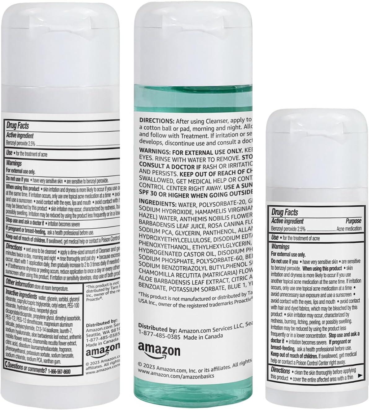 Amazon Basics 3-Step Acne Remedy System with Cleanser, Toner and Treatment, 10 Fluid Ounces, 1-Pack
